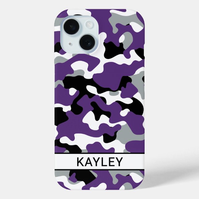 Purple Black Camouflage Personalized Case-Mate iPhone Hülle (Rückseite)
