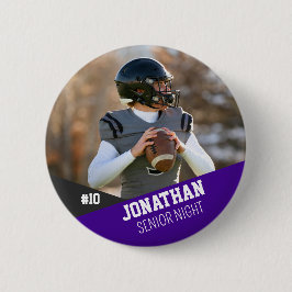 Purple Black Football Button Senior Night Team Kid