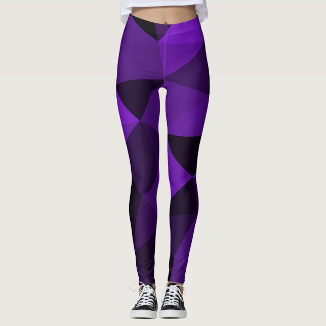 Purple black geometric mesh pattern leggings (Vorderseite)