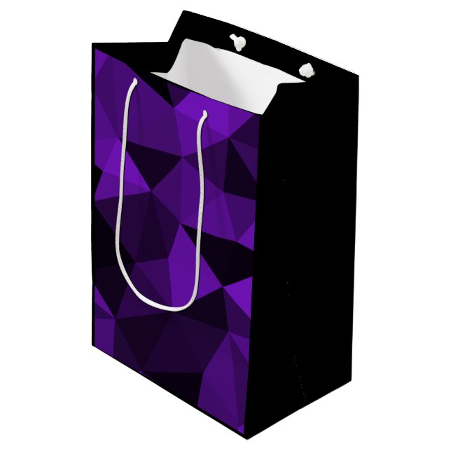 Purple black geometric mesh pattern mittlere geschenktüte (Vorderseite Schrägansicht)