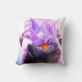 Purple Black Iris Watercolor Flower Floral Kissen