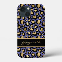 Purple Black Monogram Leopard Print