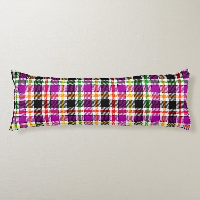 Purple Black Multicolour Flannel Plaid Tartan Seitenschläferkissen (Vorderseite)
