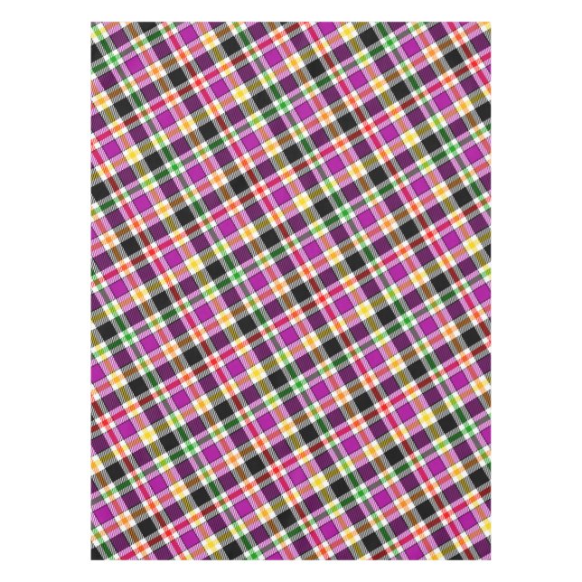 Purple Black Multicolour Flannel Plaid Tartan Tischdecke (Vorderseite)