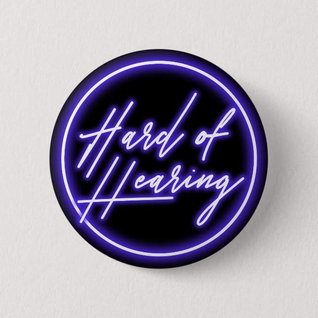 Purple Black Neon Typography Hearing Impaired Button (Vorderseite)