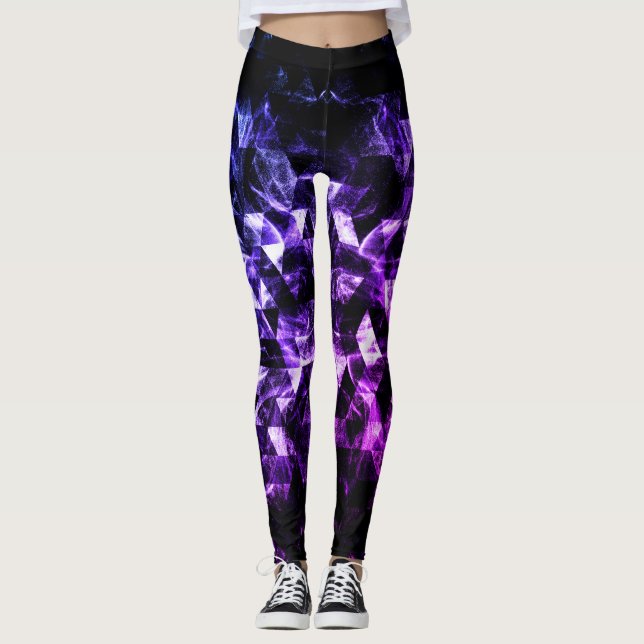 Purple Black Triangle Geometric Smoky Abstract  Leggings (Vorderseite)