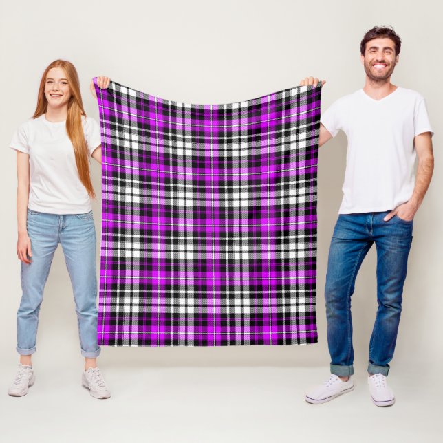 Purple Black White Plaid Tartan Pattern Design  Fleecedecke (Beispiel)