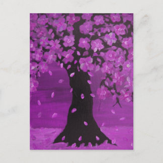Purple Blossom Tree Design Art Postkarte