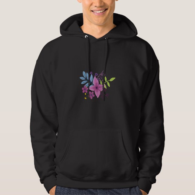 Purple Blue and Green Flower Art Hoodie (Vorderseite)