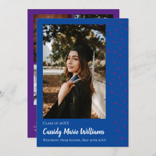 Purple Blue Confetti Graduation Announcement Einladung