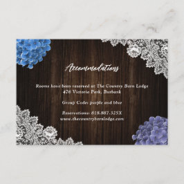 Purple Blue Floral Wedding Hotel Accommodation Begleitkarte