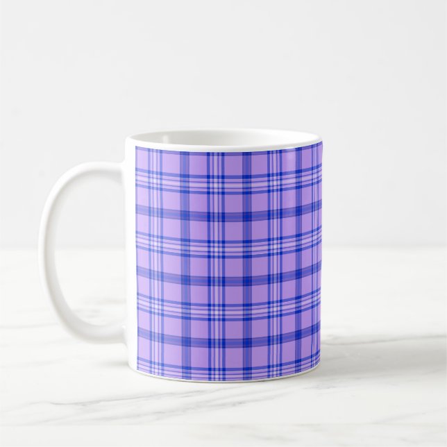Purple Blue Plaid Classic Pattern Bright Kaffeetasse (Links)