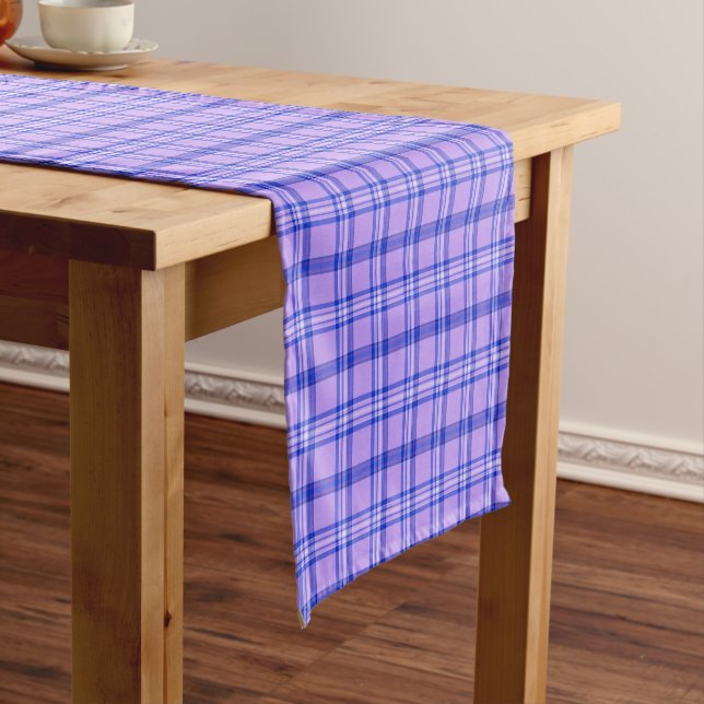 Purple Blue Plaid Classic Pattern Bright Kurzer Tischläufer (Beispiel)