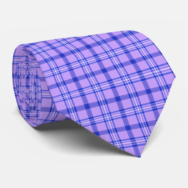 Purple Blue Plaid Classic Pattern Bright Neck Tie Krawatte (Gerollt)