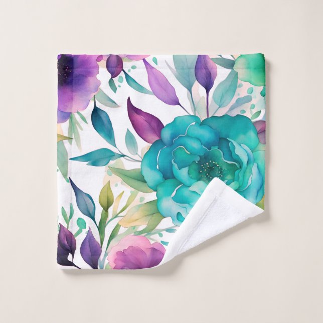 Purple Blue Rose flowers  Badhandtuch Set (Waschlappen)