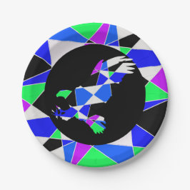 Purple blue white triangle abstract eagle pappteller