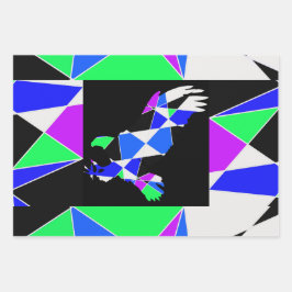 Purple blue White triangle abstract Geschenkpapier Set