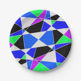 Purple blue white triangle abstract pappteller
