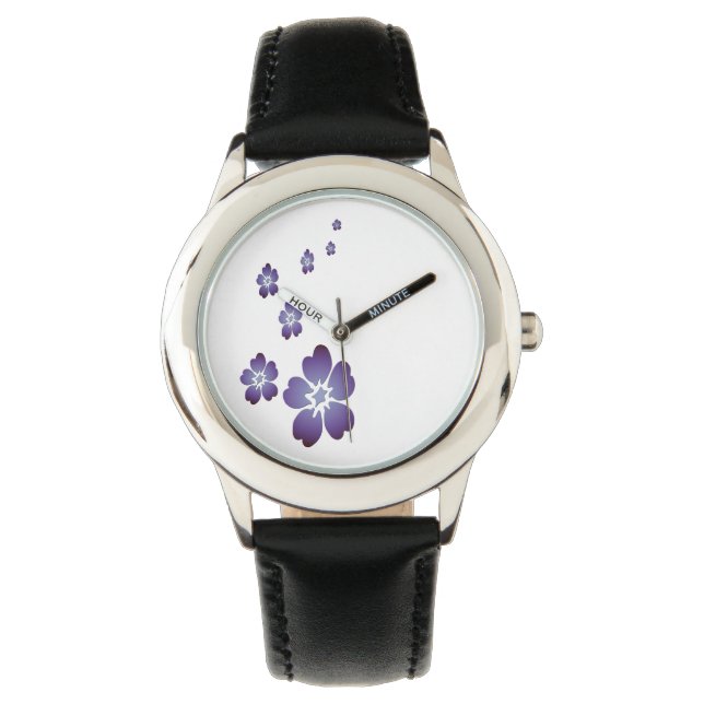 Purple Blumen Armbanduhr (Vorderseite)