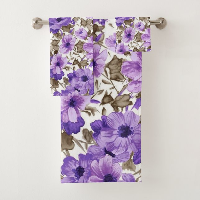 Purple Blumen Badetuch Set (Insitu)