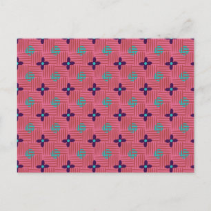 Purple Blumen Blue Sun - Pink Crosshatching Postkarte