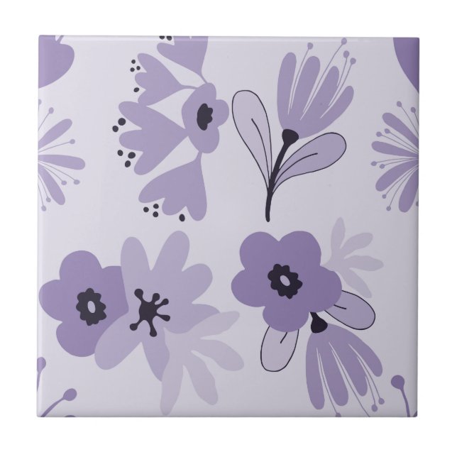 Purple Blumen Fliese (Vorderseite)