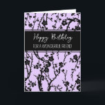 Purple Blumen Friend Geburtstag Karte<br><div class="desc">Geburtstagskarte für Freunde mit modernen lila und schwarzen Blume Design und nachdenklichen Vers.</div>
