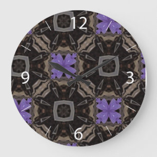 Purple Blumen Große Wanduhr