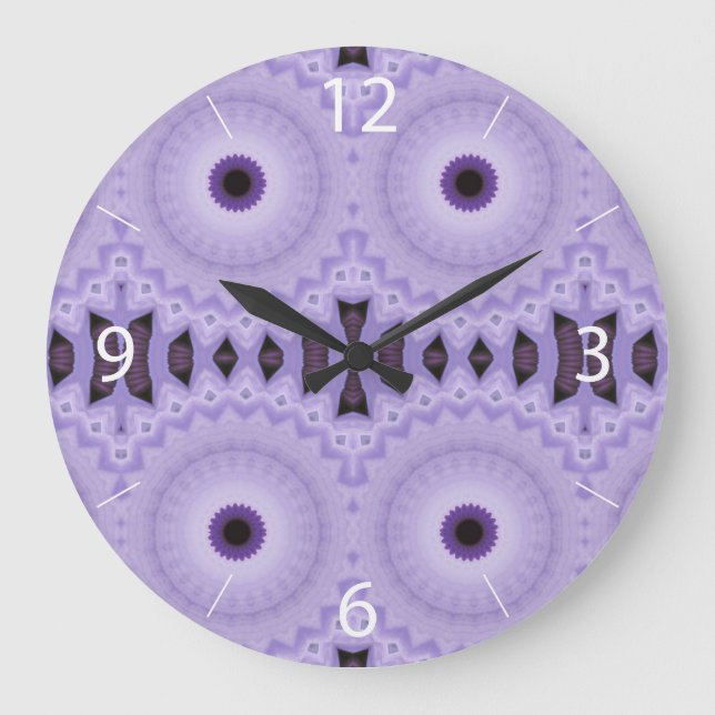 Purple Blumen Große Wanduhr (Vorderseite)