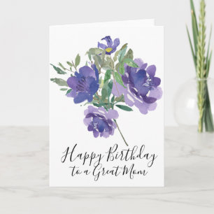 Purple Blumen Happy Birthday Card für Mutter Karte
