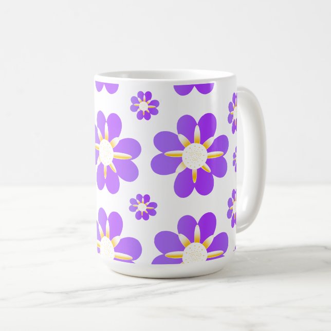 Purple Blumen Kaffeetasse (VorderseiteRechts)