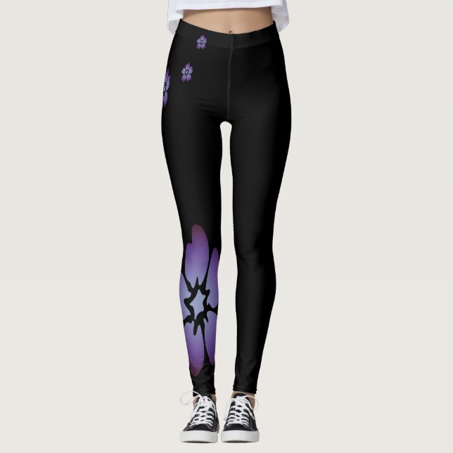 Purple Blumen Leggings (Vorderseite)