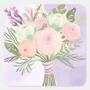Purple Blumen Quadratischer Aufkleber