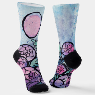 Purple Blumen Socken