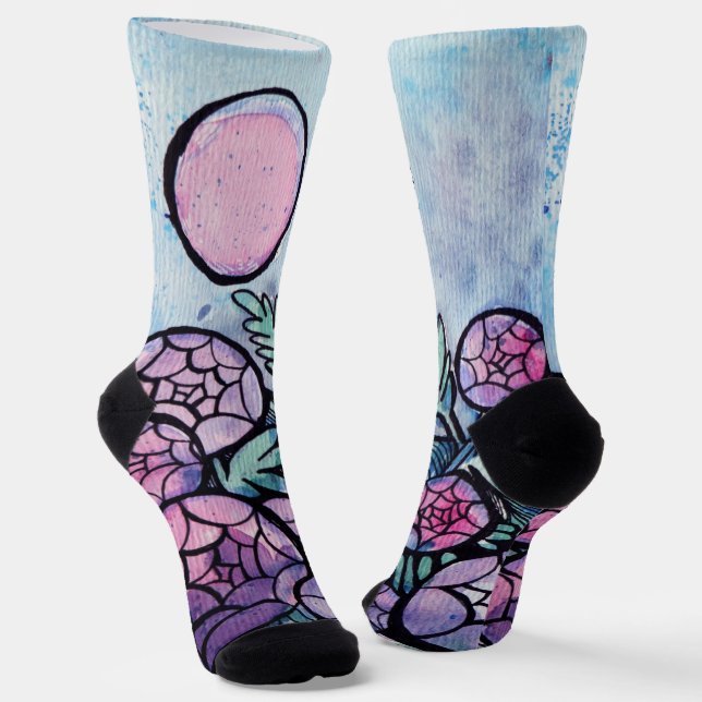 Purple Blumen Socken (Gewinkelt)