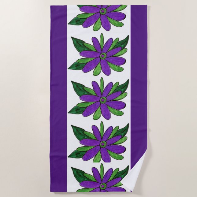 Purple Blumen Strandtuch (Vorderseite)