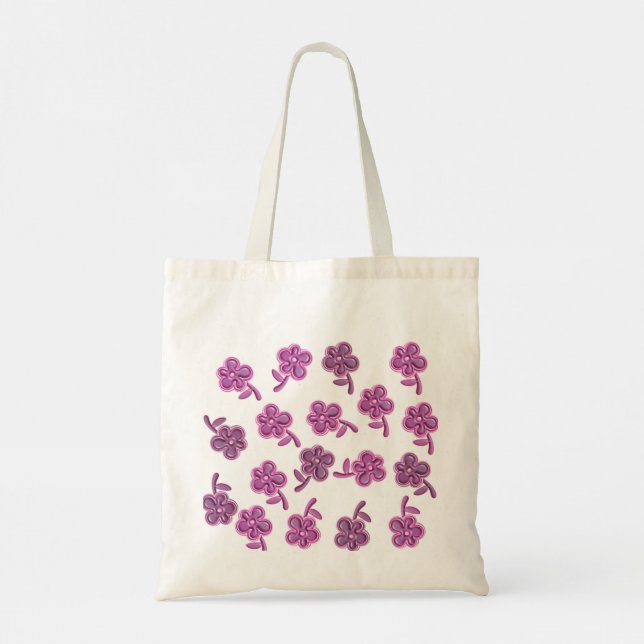 Purple Blumen Tote Tasche (Rückseite)
