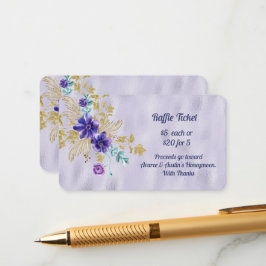 Purple Blumen und Gold Blätter Lila Foil Raffle Begleitkarte