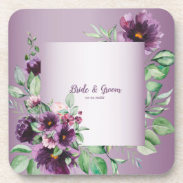 Purple Blush Floral Geometric Greenery Getränkeuntersetzer
