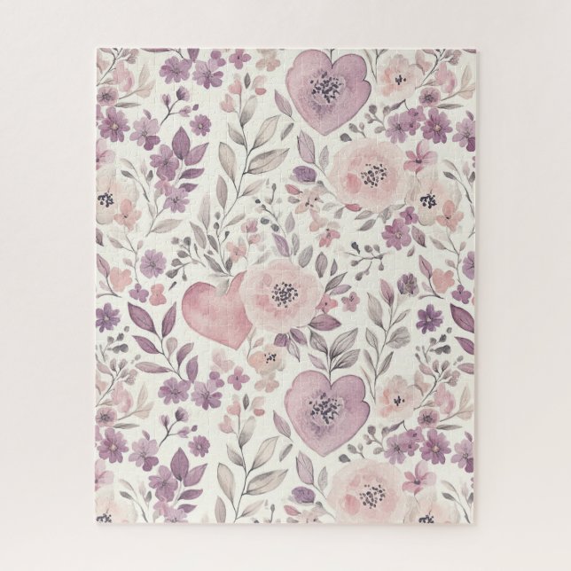 Purple Blush Pink Flowers Puzzle (Vertikal)