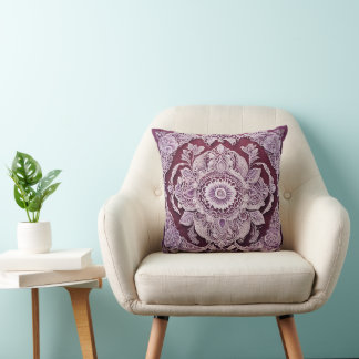Purple bohemian mandala AI art Kissen