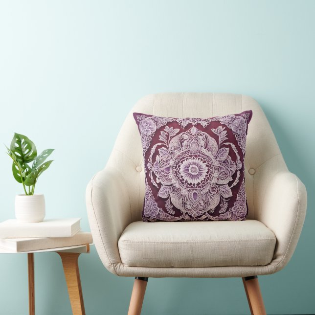 Purple bohemian mandala AI art  Kissen (Stuhl )