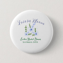Purple boho love in Bloom bridal shower name retro Button