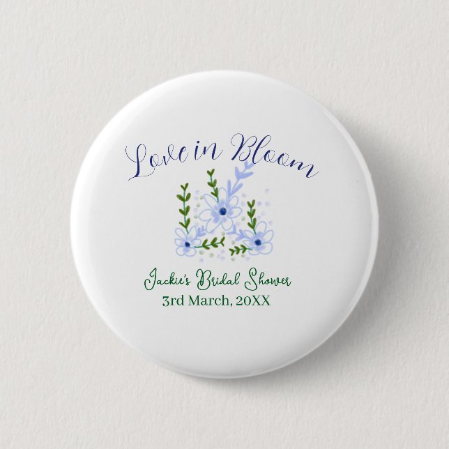 Purple boho love in Bloom bridal shower name retro Button (Vorderseite)