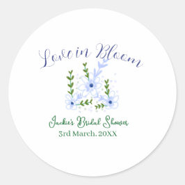 Purple boho love in Bloom bridal shower name retro Runder Aufkleber