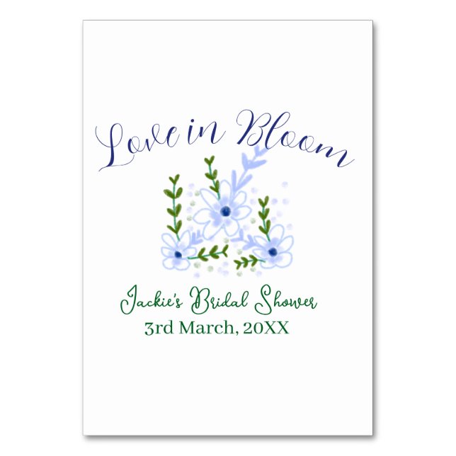 Purple boho love in Bloom bridal shower name retro Tischnummer (Vorderseite)