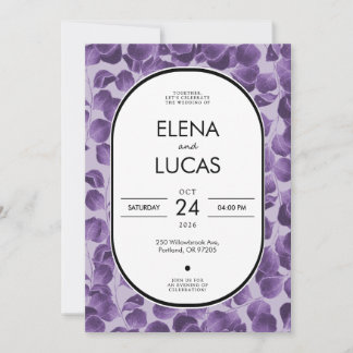 Purple Botanical Eucalyptus Wedding Invitation Einladung