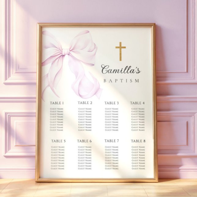 Purple Bow Baptism Seating Chart Poster (Von Creator hochgeladen)
