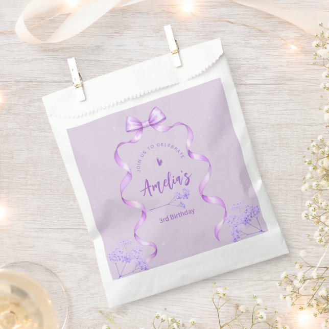 Purple Bow Birthday Any Age Geschenktütchen (Ausgeschnitten)