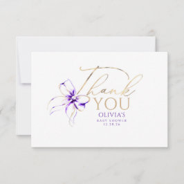 Purple Bow Elegant Calligraphy Thank You Dankeskarte